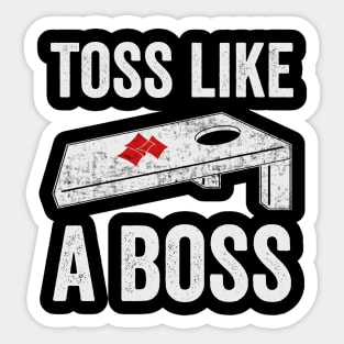 Toss Like A Boss Funny Cornhole Player Sticker